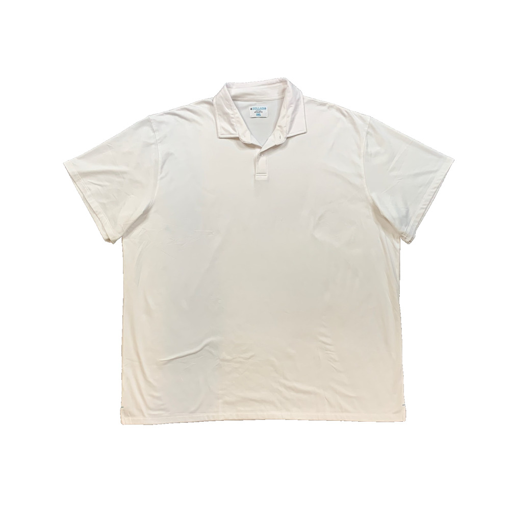 &Collar Polo Shirt Mens 3XL White Athletic Performance Dress Stretch Quick Dry
